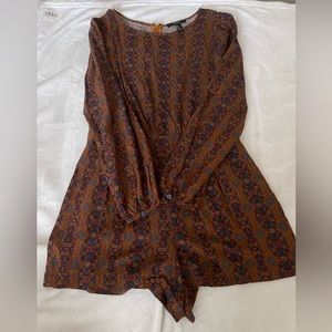 Brown Romper with Pattern